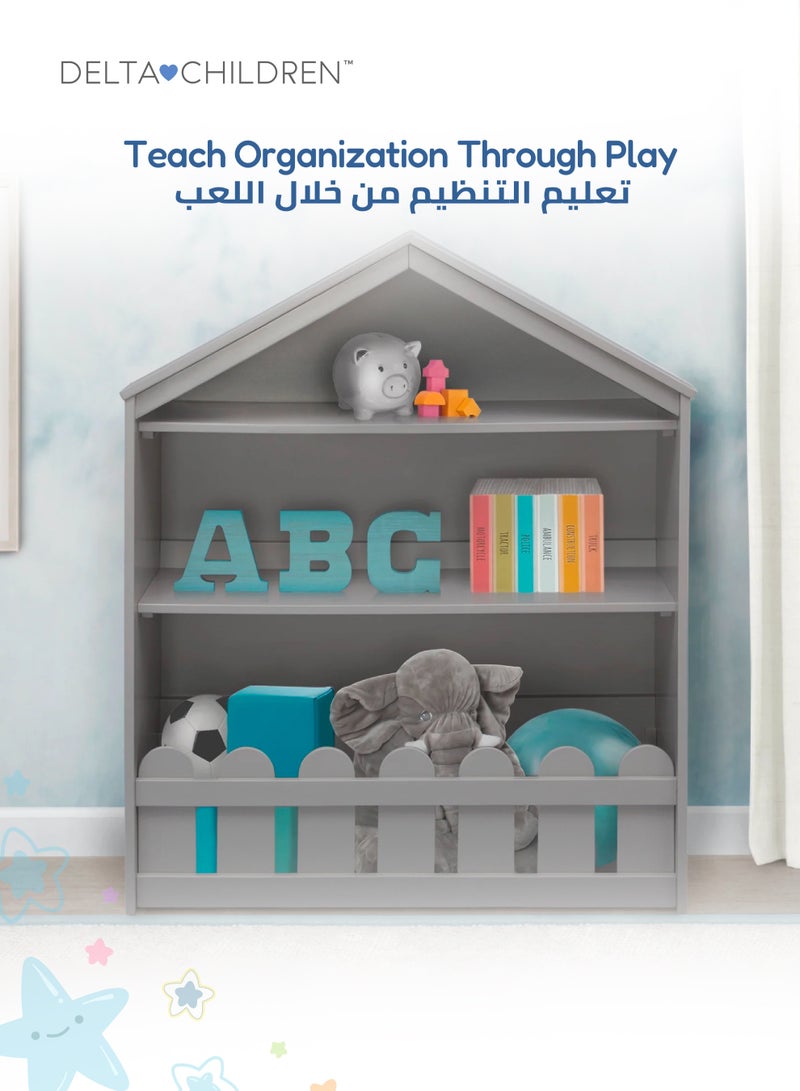 دلتا تشيلدرين رف تخزين منزلي سعيد | أرفف واسعة بارتفاع مناسب للأطفال | بناء خشبي قوي | تصميم منزل مرح | ٩٢٫٧١×١١٤٫٣×٣١٫٧٥ سم | مثالي للكتب والألعاب  - Image 4