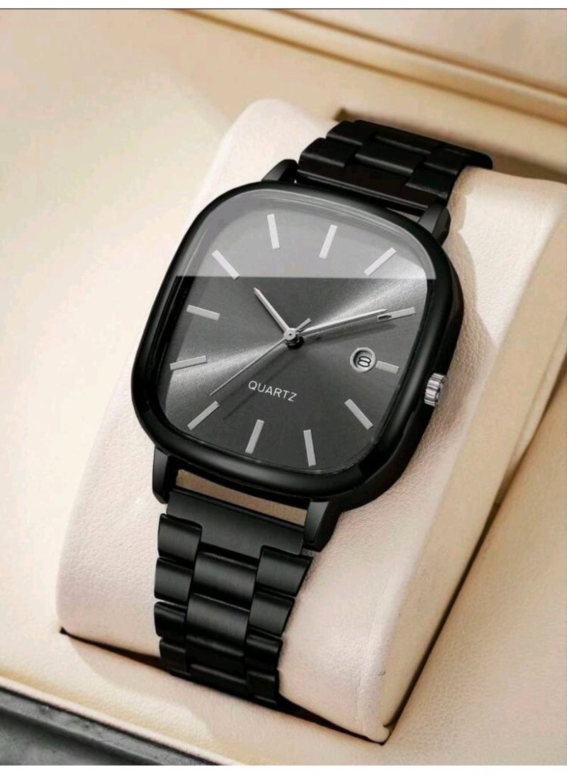 Shein 1pc Men's Gift Watch, Classic Fashion Square Dial Calendar Display, Casual Stylish Quartz Wristwatch, Watch Box Not Included - Image 2