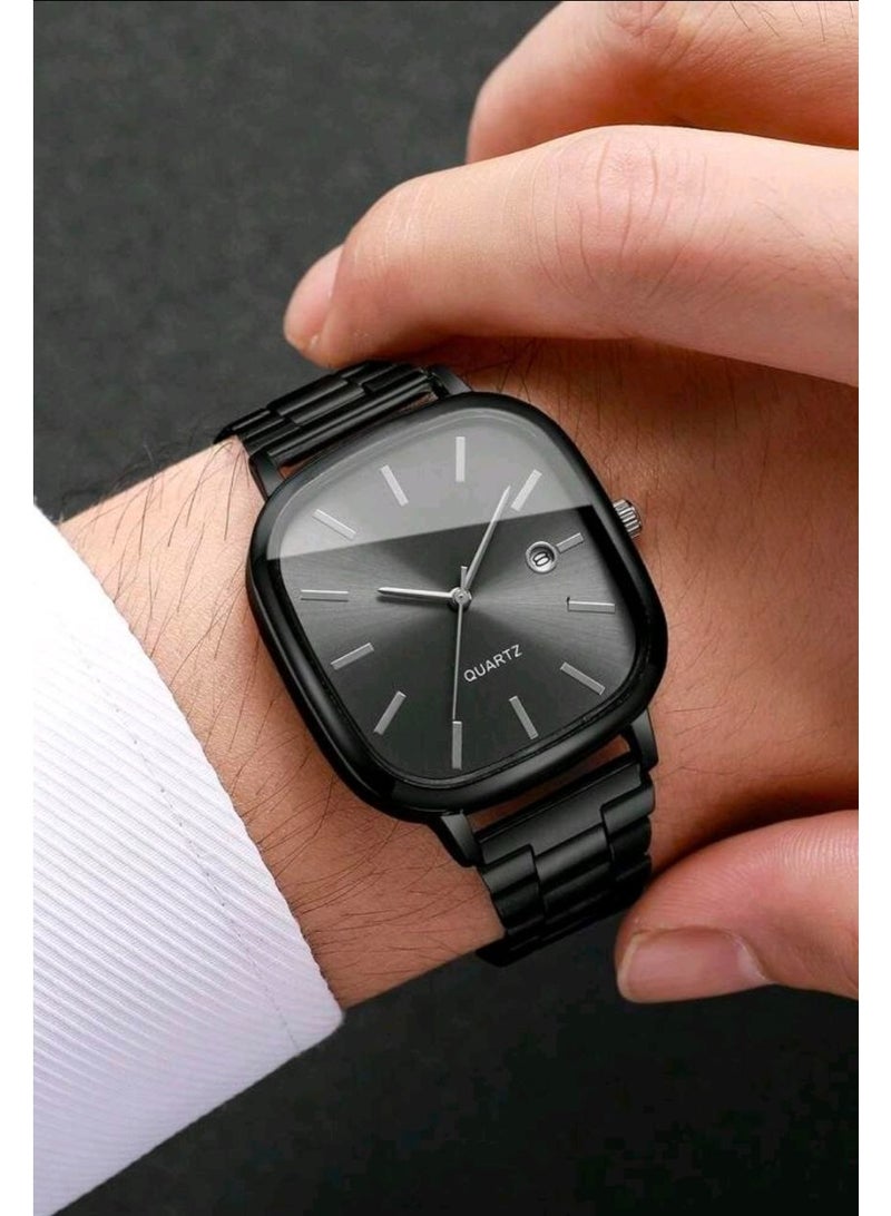 Shein 1pc Men's Gift Watch, Classic Fashion Square Dial Calendar Display, Casual Stylish Quartz Wristwatch, Watch Box Not Included - Image 3