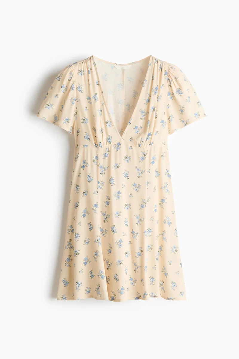 Flared-skirt viscose dress