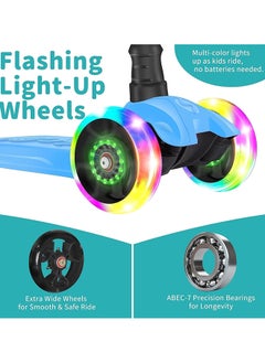 SKY-TOUCH SKY TOUCH Kids Scooter, 3 Wheel Foldable Kick Scooter for Boys Girls Ages 3-14 Years, Adjustable Height, Lean to Steer, Non-Slip Deck, Lightweight Push Scooter for Children  - Image 2