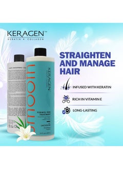KERAGEN - Brazilian Keratin Smoothing Treatment, Blowout Straightening System For Dry And Damaged Hair, Formaldehyde Free, 16 Oz - Eliminate Curls And Frizz, Fine To Medium Hair  - Image 2