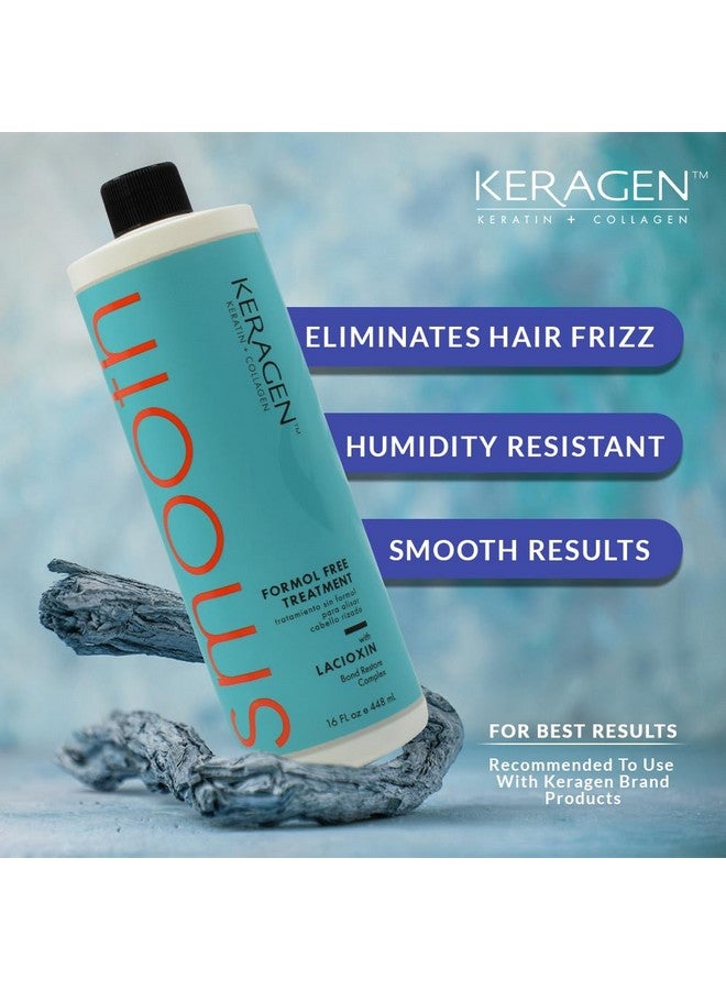 KERAGEN - Brazilian Keratin Smoothing Treatment, Blowout Straightening System For Dry And Damaged Hair, Formaldehyde Free, 16 Oz - Eliminate Curls And Frizz, Fine To Medium Hair - Image 1