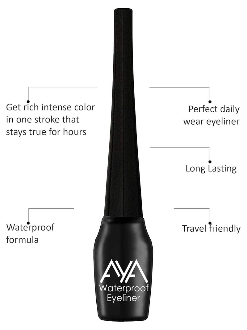 AYA Waterproof Long Lasting Smudge Transfer proof Liquid Eye Makeup Eyeliner Set Of 2 Black and Blue 10 ml - Image 4