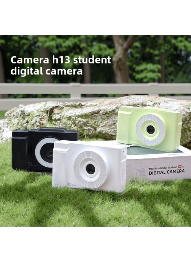 Generic - 6400W HD Flip Screen Micro Single Digital Camera Card Machine Shooting Camera Student Entry Level CCD Camera-Body Color:White (flip Screen) + 64g Memory Card + Card Reader + 2 Conversion Heads + Bag - Image 1