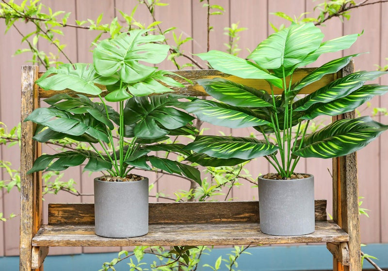 WUKOKU 2 pcs 16" Fake Plants Medium Artificial Plants in Pots Faux Plants Indoor for Home Office Bedroom Desk Kitchen Windowsill Sage Green Decor - Image 4