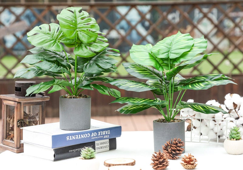 WUKOKU 2 pcs 16" Fake Plants Medium Artificial Plants in Pots Faux Plants Indoor for Home Office Bedroom Desk Kitchen Windowsill Sage Green Decor - Image 5