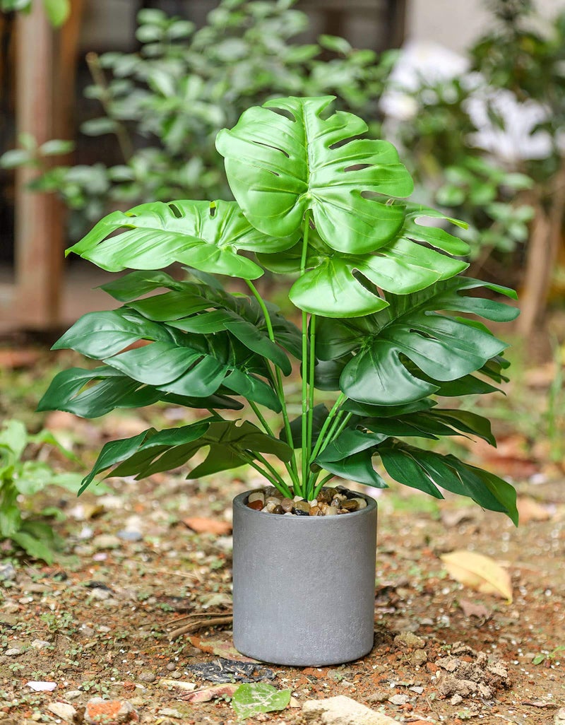 WUKOKU 2 pcs 16" Fake Plants Medium Artificial Plants in Pots Faux Plants Indoor for Home Office Bedroom Desk Kitchen Windowsill Sage Green Decor - Image 3