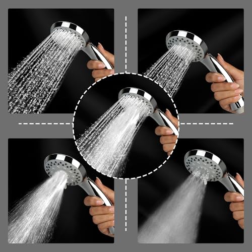 Orvos Hand shower multi-function 5 Modes, 4x4 inches, AquaGlow, Chrome plated with high grade Korean ABS material from LG,1.5 to 1.8 meter flexible shower hose and wall hook, for high end luxury bathrooms - Image 3