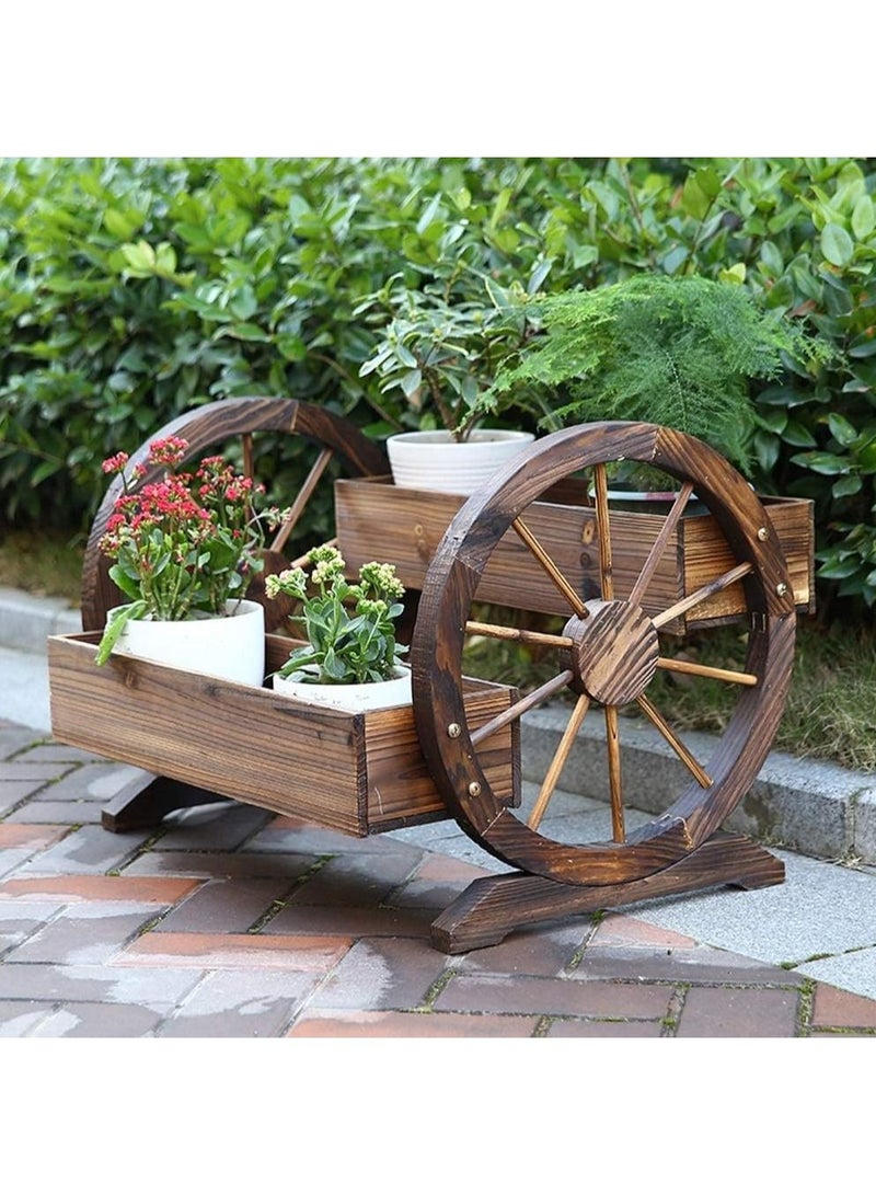 DubaiGallery Outdoor Planter Solid Wood Carbonized Planter Flower Pot Creative Car Style Flower Pot for Home Garden Balcony Patio Color Brown - Image 3