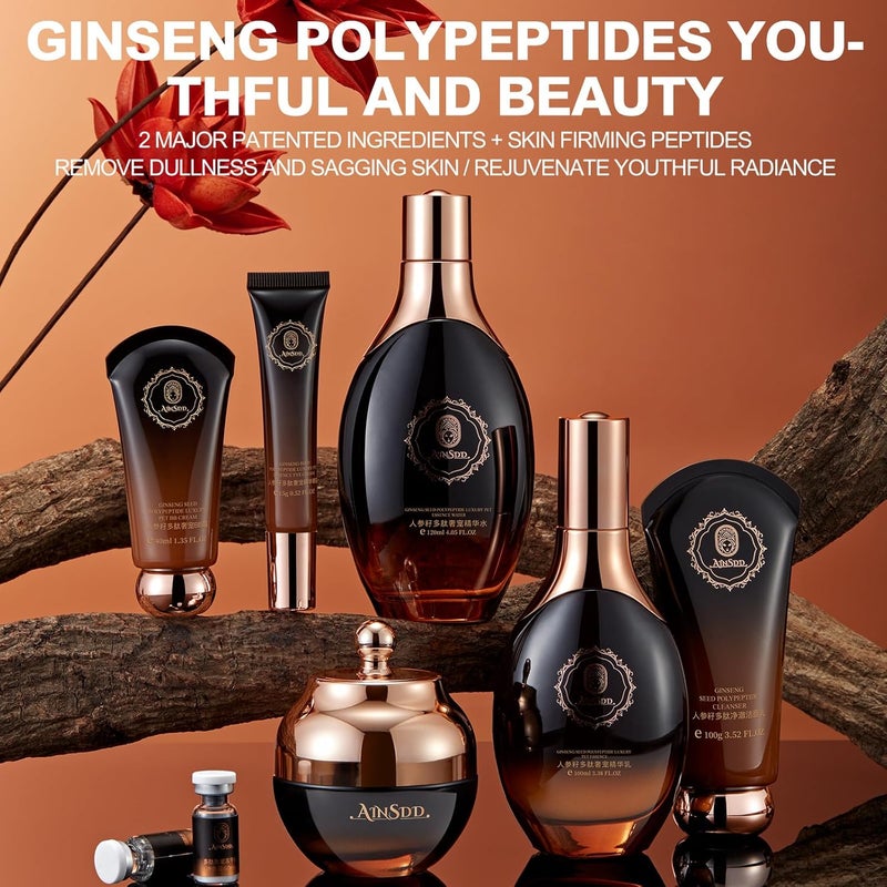 AESTHTANY Ginseng AntiAging Skincare 12Piece Set With Facial Cleanser Face Serum Face Cream Eye Cream Toner Skin Care Kit For Women - Image 4