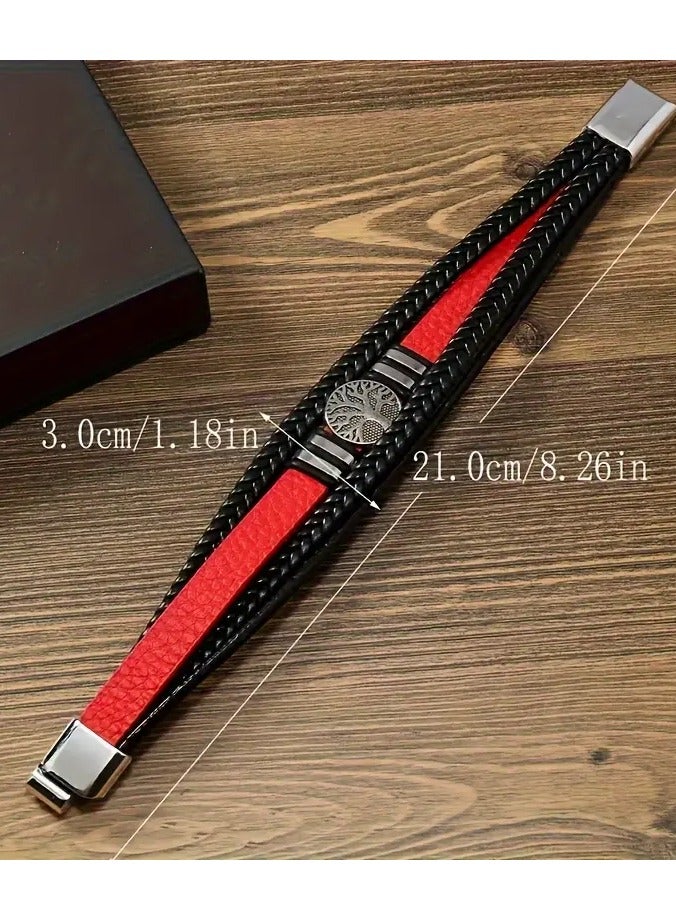 Home Clearance Sale Trendy And Minimalist PU Leather Bracelet, Magnetic Clasp Bracelet For Men - Image 4