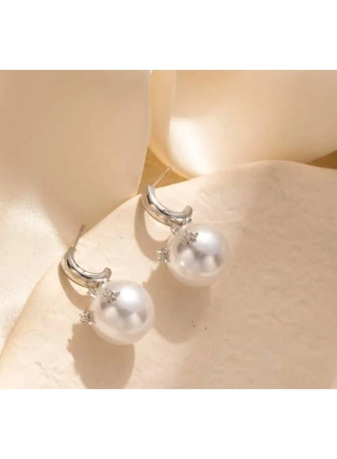 Pearl Stone Drop Earrings – Elegant Dangle Earrings for Women – Gold-Plated & Lightweight
