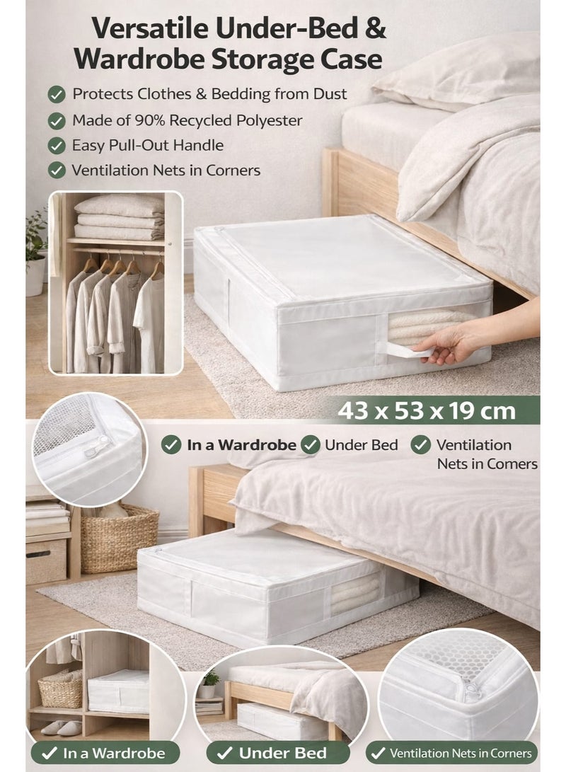 Selecto Hub Multi-Purpose Underbed Storage Bag White – Dustproof Textile Organizer with Ventilation Corners & Easy Pull Handle - Image 1