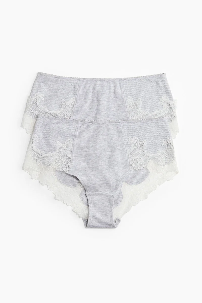 H&M 2-pack lace-trimmed cotton hipster briefs