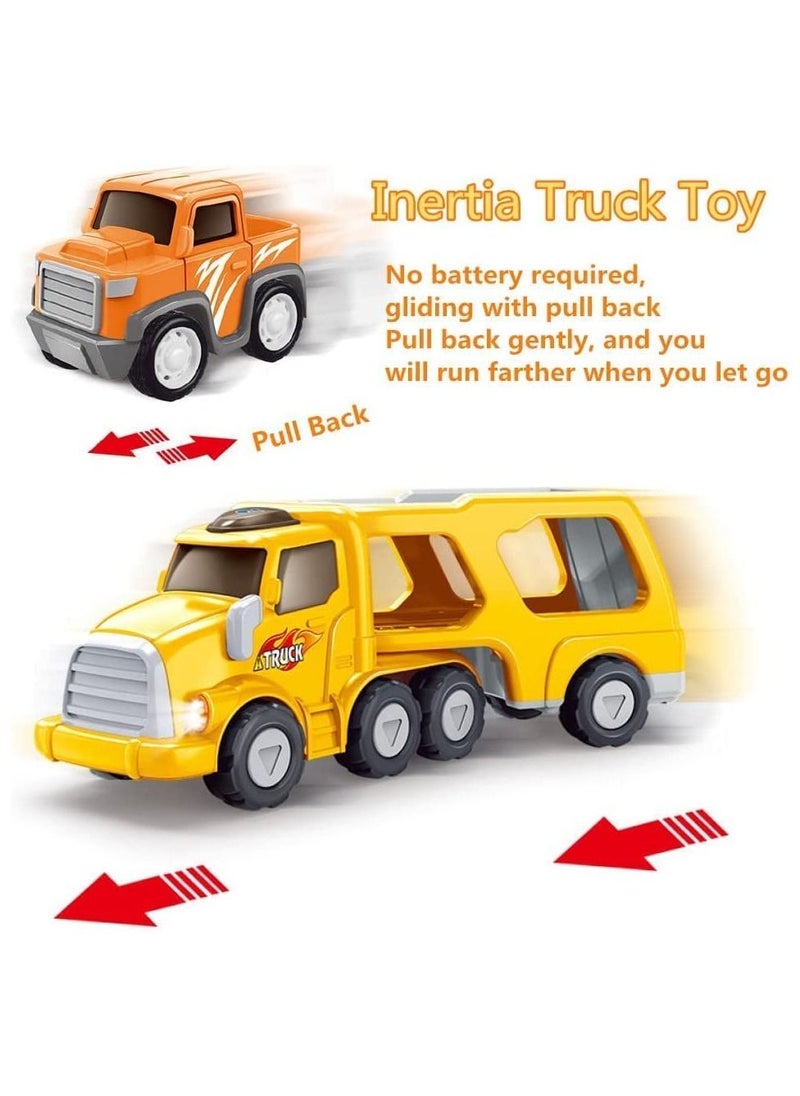 Swift 5 in 1 Double Decker Truck Vehicles Toys, Friction Power Transport Truck Car with Light and Sound Birthday Eid Gifts for Boys Girls Yellow  - Image 5