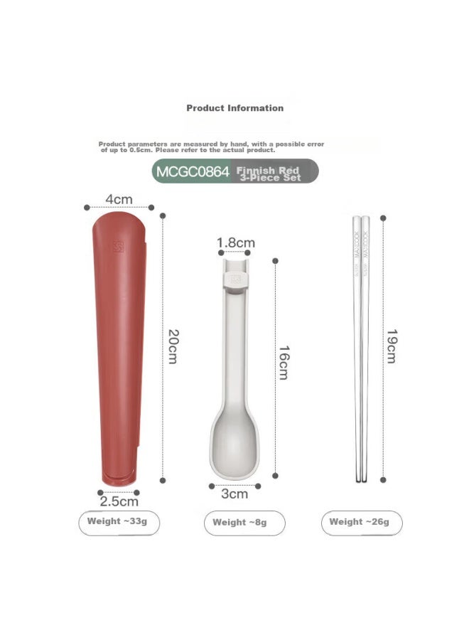 MAX COOK Meichun (maxcook) 304 Stainless Steel Chopsticks And Spoon Cutlery Set, Portable Three-piece Chopsticks And Spoon Set, Finland Red Mcgc0864 - Image 4