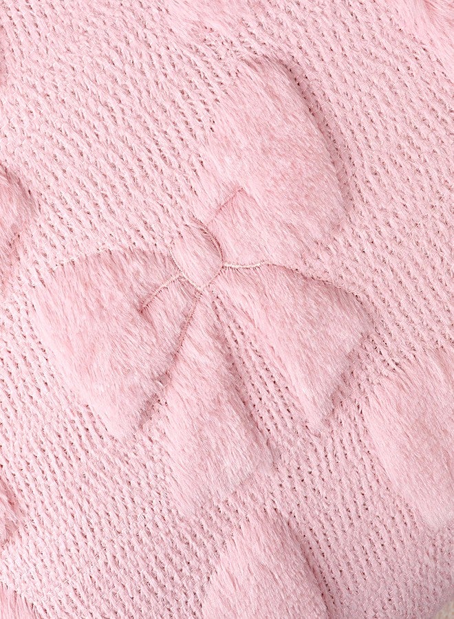 Hongsome Coquette Room Decor-Bow Throw Pillow Covers 18x18in Set of 2,Pink Soft Plush Faux Fur Pillow Case with Bows for Large Couch Sofa Home Indoor Outdoor Holiday Decorations - Image 3