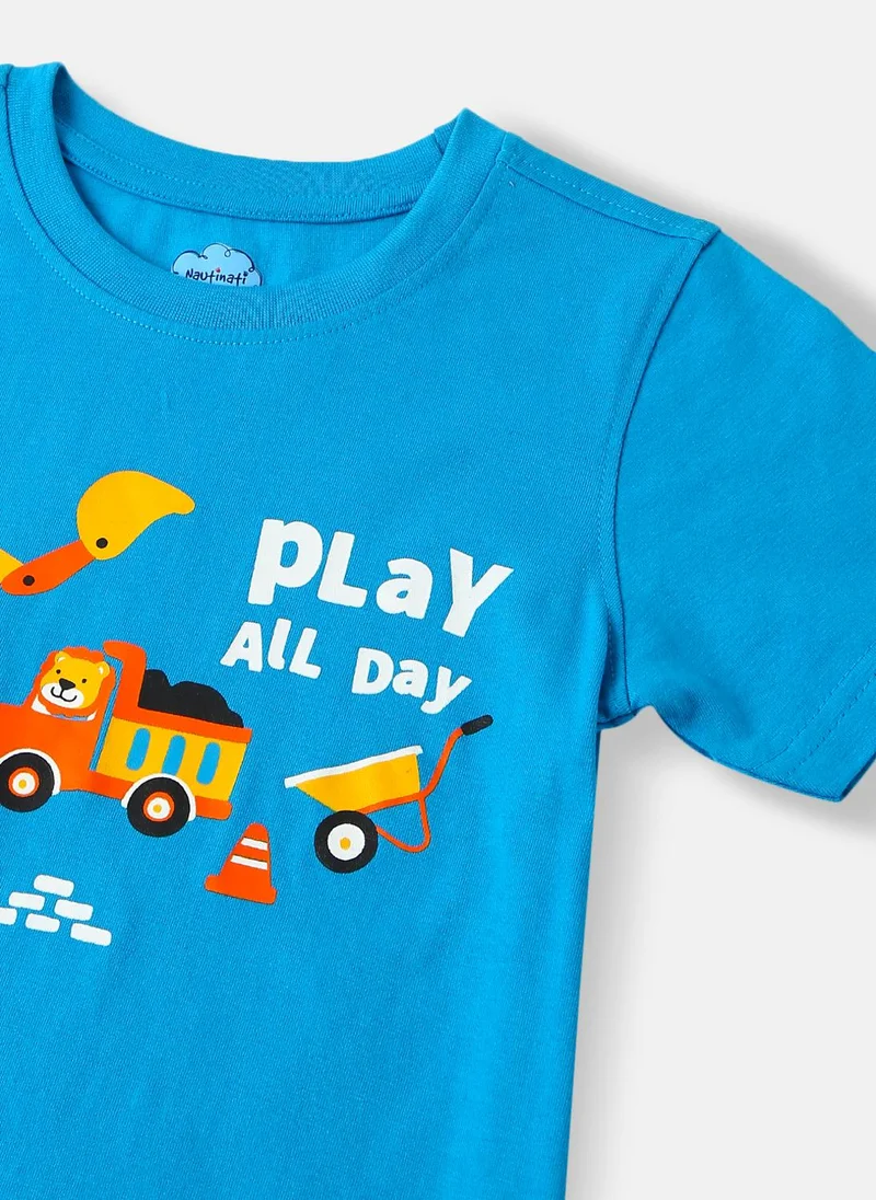 Nautinati Nautinati Boys Cotton Printed Pack of 2 T-shirt