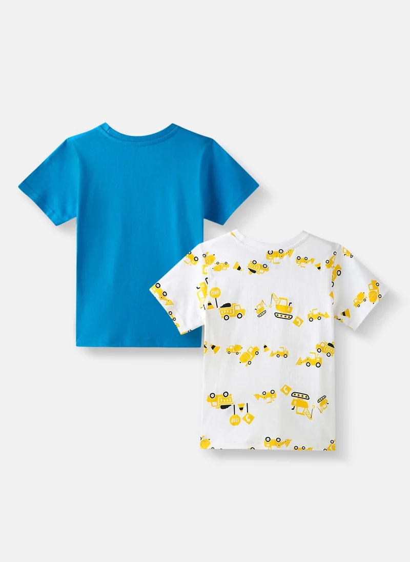 نوتيناتي Nautinati Boys Cotton Printed Pack of 2 T-shirt