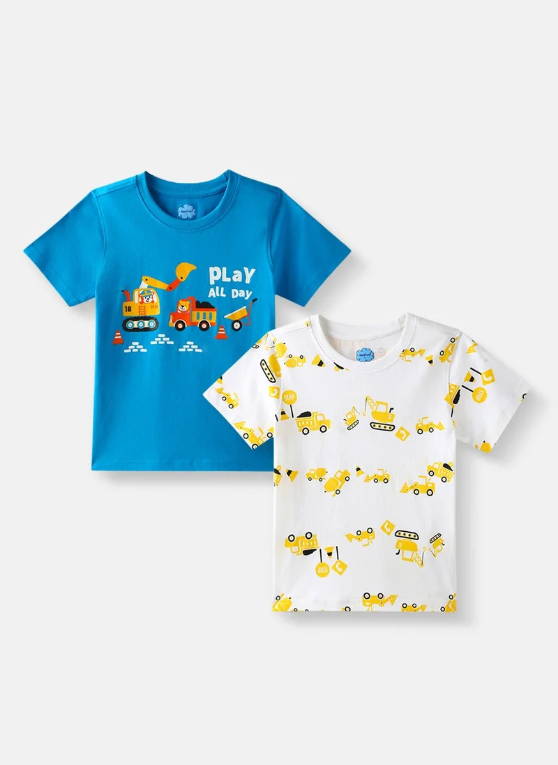 نوتيناتي Nautinati Boys Cotton Printed Pack of 2 T-shirt