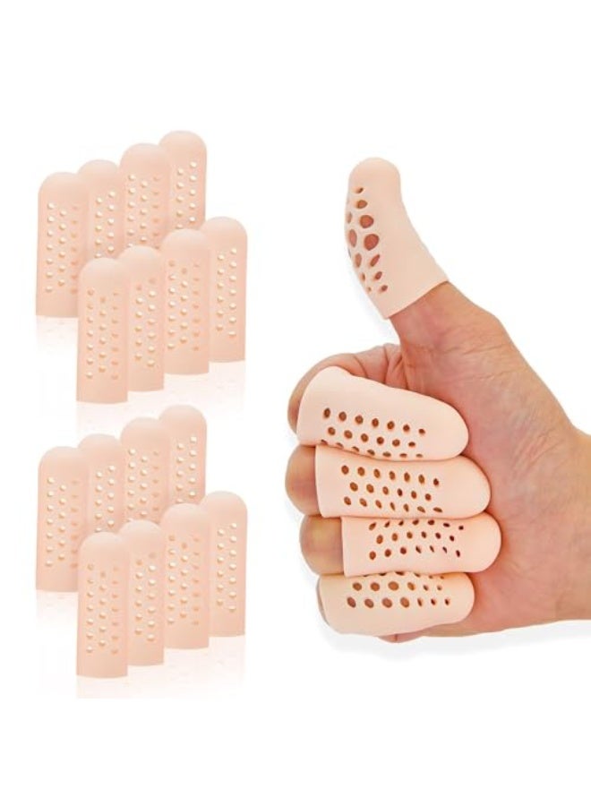 أغطية أصابع جل (16 قطعة)، واقيات أصابع من السيليكون، أغطية أصابع قابلة للتهوية، أغطية لأطراف الأصابع، أكمام دعم للأصابع، لتشقق الأصابع، البثور، التهاب المفاصل، الأكزيما، إصبع الزناد - Image 1