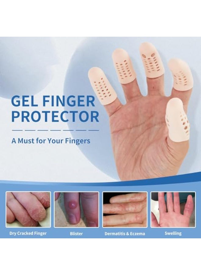 أغطية أصابع جل (16 قطعة)، واقيات أصابع من السيليكون، أغطية أصابع قابلة للتهوية، أغطية لأطراف الأصابع، أكمام دعم للأصابع، لتشقق الأصابع، البثور، التهاب المفاصل، الأكزيما، إصبع الزناد - Image 4