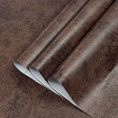 TOTIO Antique Bronze Gold Concrete Texture Wallpaper Dark Brown Contact Paper Metallic Industrial Style Wall Paper 16x78inch Bubble-Free Design Matte Thickened Waterproof Self-Adhesive Wall Sticker - Image 1