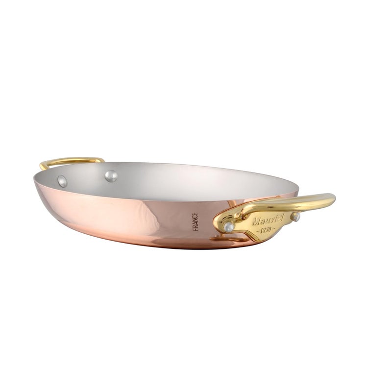Mauviel Mauviel MHeritage 150 B 15mm Polished Copper  Stainless Steel Oval Pan With Brass Handles 177In Made In France 