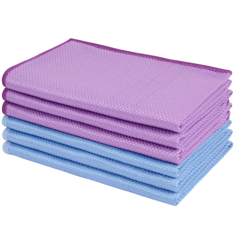 SINLAND Microfiber Glass Cleaning Cloth, 6PK, Lint Free Cleaning Cloths for Window, Car Windows, Mirrors, and Stainless Steel, Glass and Window Cleaner 16x16 Inch - Image 1