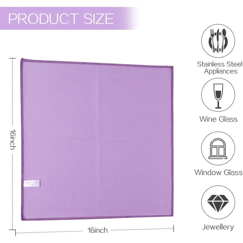 SINLAND Microfiber Glass Cleaning Cloth, 6PK, Lint Free Cleaning Cloths for Window, Car Windows, Mirrors, and Stainless Steel, Glass and Window Cleaner 16x16 Inch - Image 4