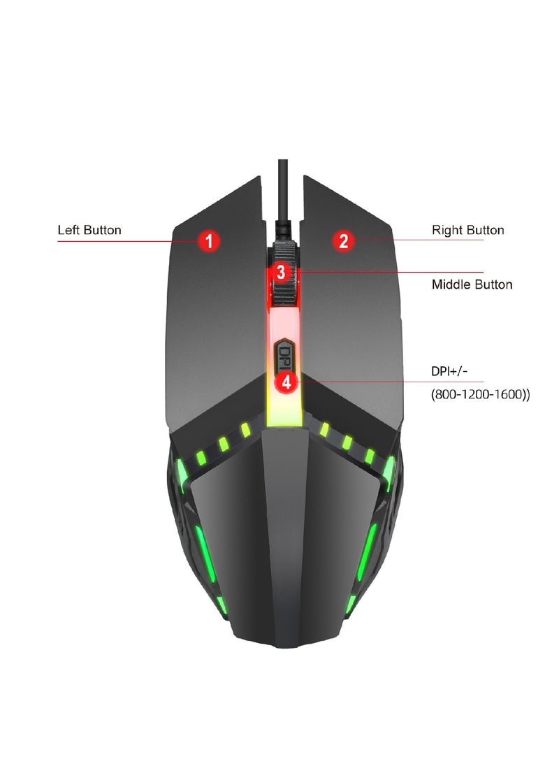 إتش إكس إس جيه ماوس ألعاب ضوئي سلكي USB 1600 Dpi 4 أزرار ألعاب كمبيوتر مكتب 3 ماوس ضوئي قابل للتعديل لأجهزة الكمبيوتر المحمول  - Image 3