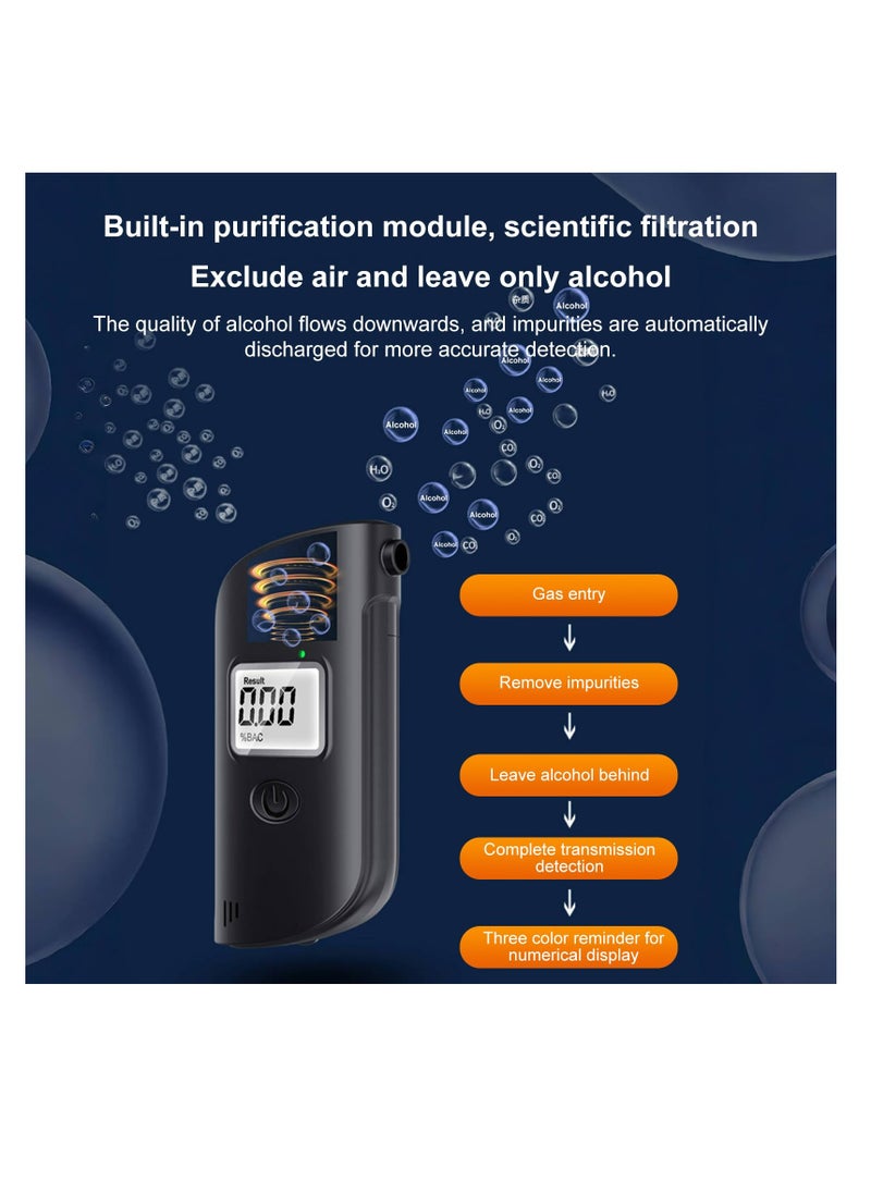 Excefore - Portable Breathalyzer, Digital LCD Screen Breathalyzer, Breath Analyzer Tester with LED Light, High Accuracy and Fast Results Detector, Black - Image 1