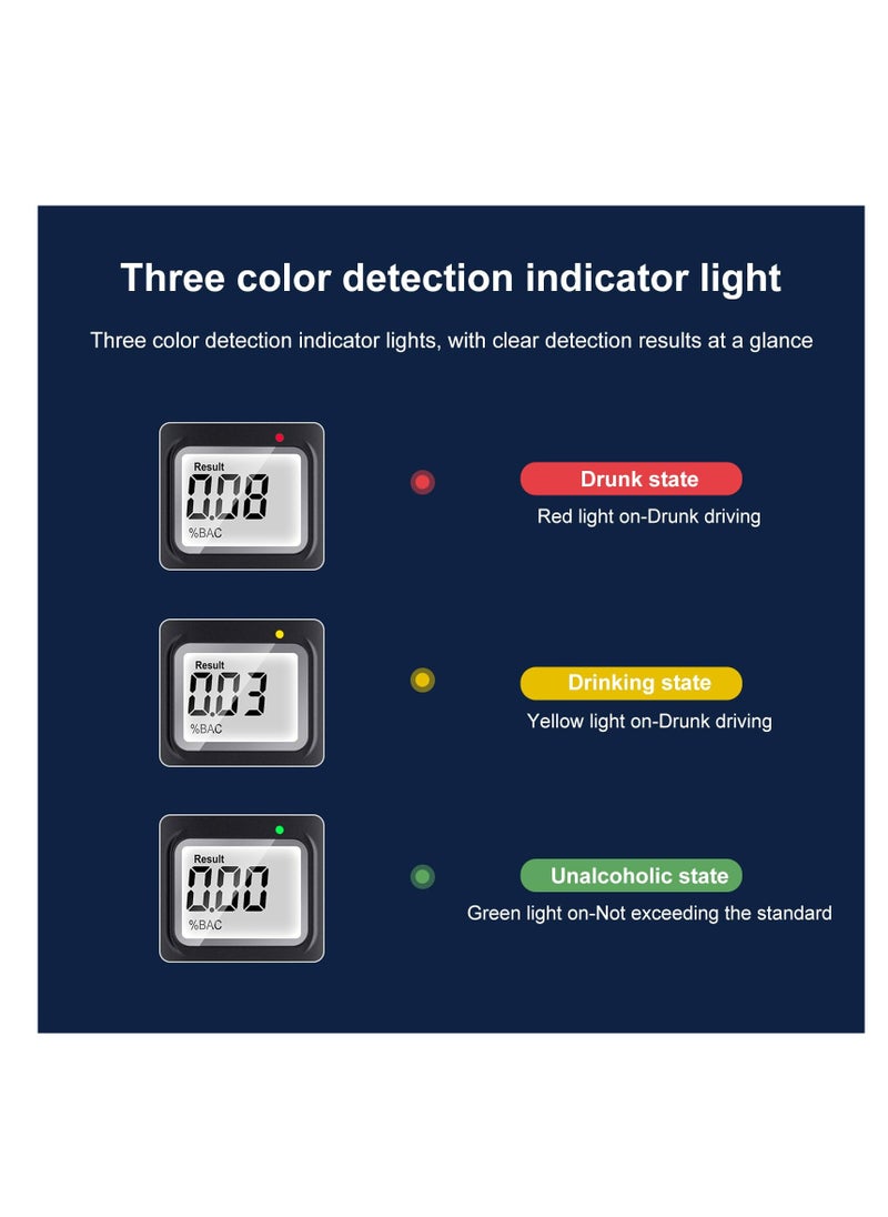 Excefore - Portable Breathalyzer, Digital LCD Screen Breathalyzer, Breath Analyzer Tester with LED Light, High Accuracy and Fast Results Detector, Black - Image 1