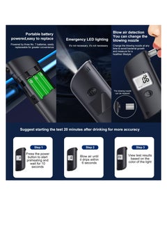Excefore Portable Breathalyzer, Digital LCD Screen Breathalyzer, Breath Analyzer Tester with LED Light, High Accuracy and Fast Results Detector, Black  - Image 2