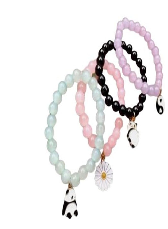 needs collection Needs Crystal, Glass, Rubber, Stainless Steel Beads, Crystal Gold-plated Charm Bracelet (Pack of 4) - Image 1