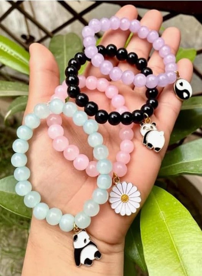 needs collection Needs Crystal, Glass, Rubber, Stainless Steel Beads, Crystal Gold-plated Charm Bracelet (Pack of 4) - Image 3