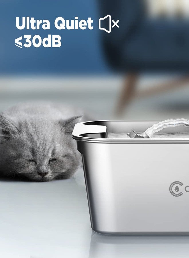 Ciays 61oz/1.8L Cat Water Fountain Stainless Steel Dog Water Bowl Dispenser Automatic Pet Water Fountain with Quiet Pump, Dishwasher Safe Design & Adjustable Water Flow for Cats, Dogs - Image 5