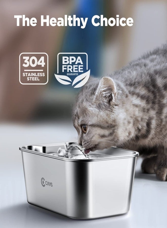 Ciays 61oz/1.8L Cat Water Fountain Stainless Steel Dog Water Bowl Dispenser Automatic Pet Water Fountain with Quiet Pump, Dishwasher Safe Design & Adjustable Water Flow for Cats, Dogs - Image 4