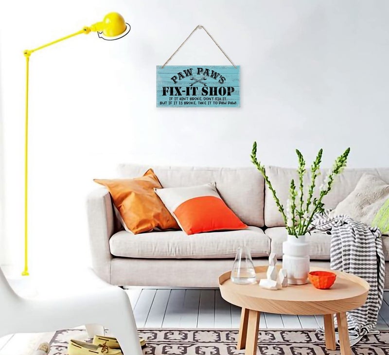 Razpah خمر "" Paw Paw's Fix-It Shop-It Shop "إذا لم يتم كسره ، فلا تقوم بإصلاحه. ولكن إذا تم كسره ، خذ الأمر إلى Paw Paw "Decor Decor Sign Printed Wood Plaque Signing Wood Sign Decor Home Gift for Grandpa 12" "X6" - Image 2