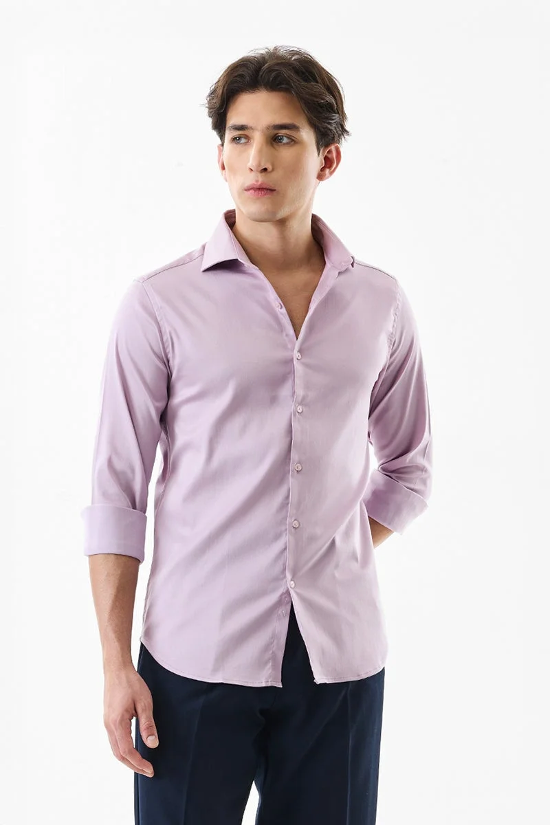 SNITCH Lilac Solid Long Sleeve Slim Fit Formal Shirt