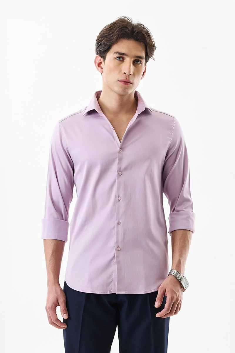 SNITCH Lilac Solid Long Sleeve Slim Fit Formal Shirt