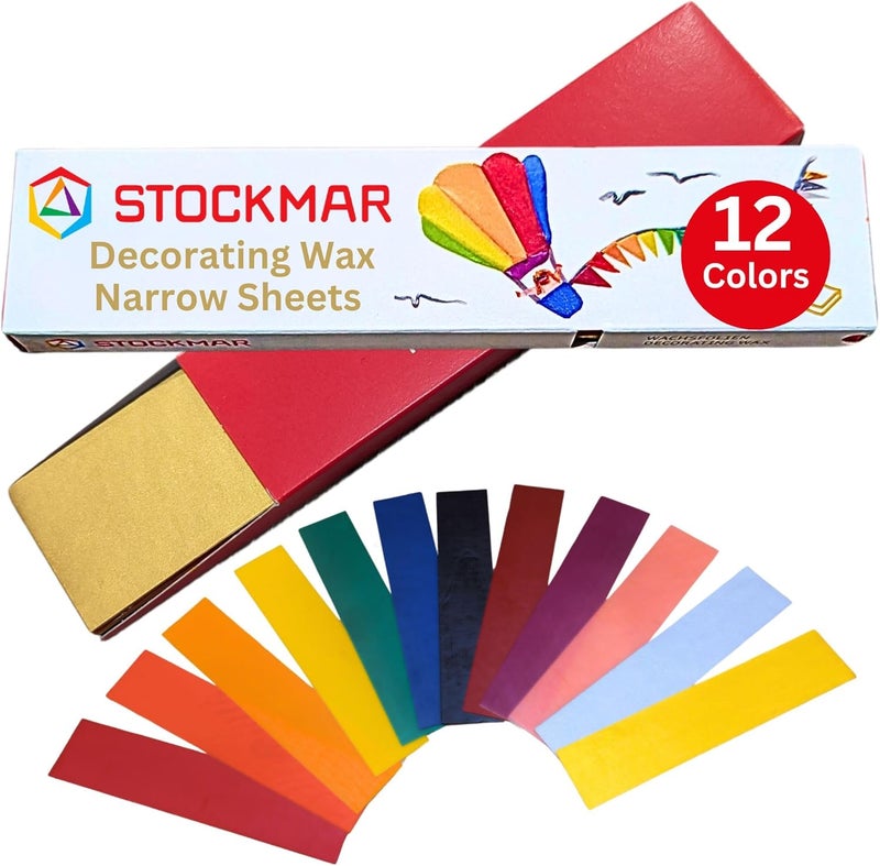 STOCKMAR Decorating Wax Narrow Sheets - 12 Colors for Arts & Crafts - Image 1