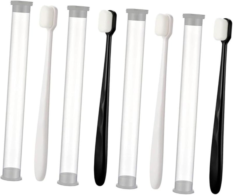 4 قطع فرش أسنان ناعمة للكبار ذات شعيرات نانوية، تصميم مريح، محمولة للمنزل والسفر واللثة - Image 2