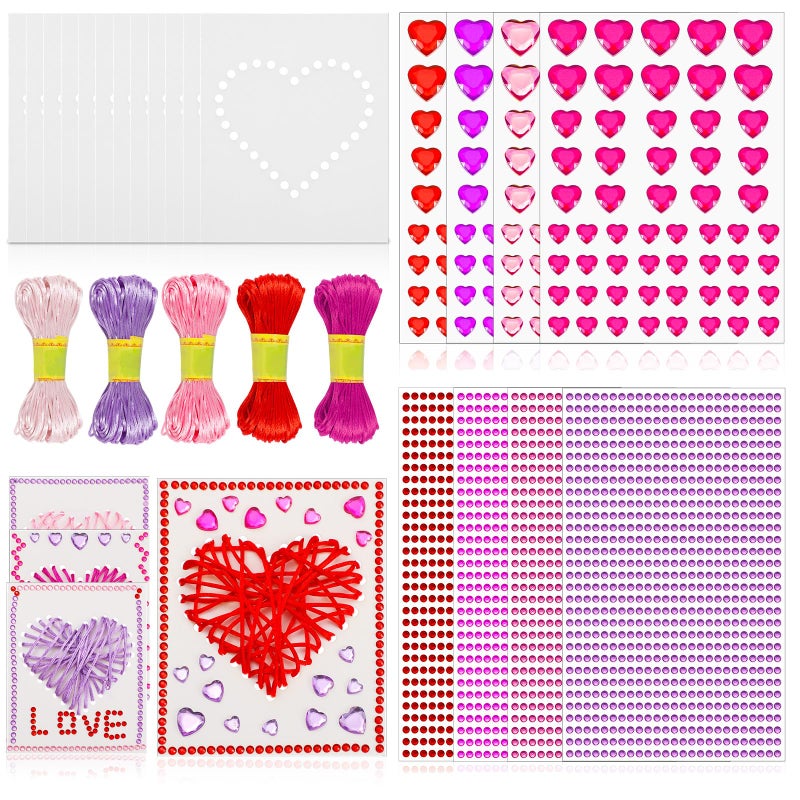 Motipuns 43 Pcs Valentine's Day Craft Kit for Kids DIY Valentines Heart Cards Craft Kits with Assorted Hearts Stickers Party Favors for Kids Classroom Gifts Exchange - Image 1