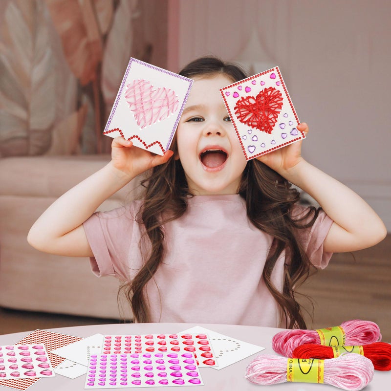 Motipuns 43 Pcs Valentine's Day Craft Kit for Kids DIY Valentines Heart Cards Craft Kits with Assorted Hearts Stickers Party Favors for Kids Classroom Gifts Exchange - Image 4