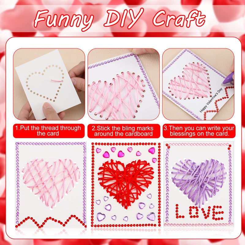 Motipuns 43 Pcs Valentine's Day Craft Kit for Kids DIY Valentines Heart Cards Craft Kits with Assorted Hearts Stickers Party Favors for Kids Classroom Gifts Exchange - Image 3