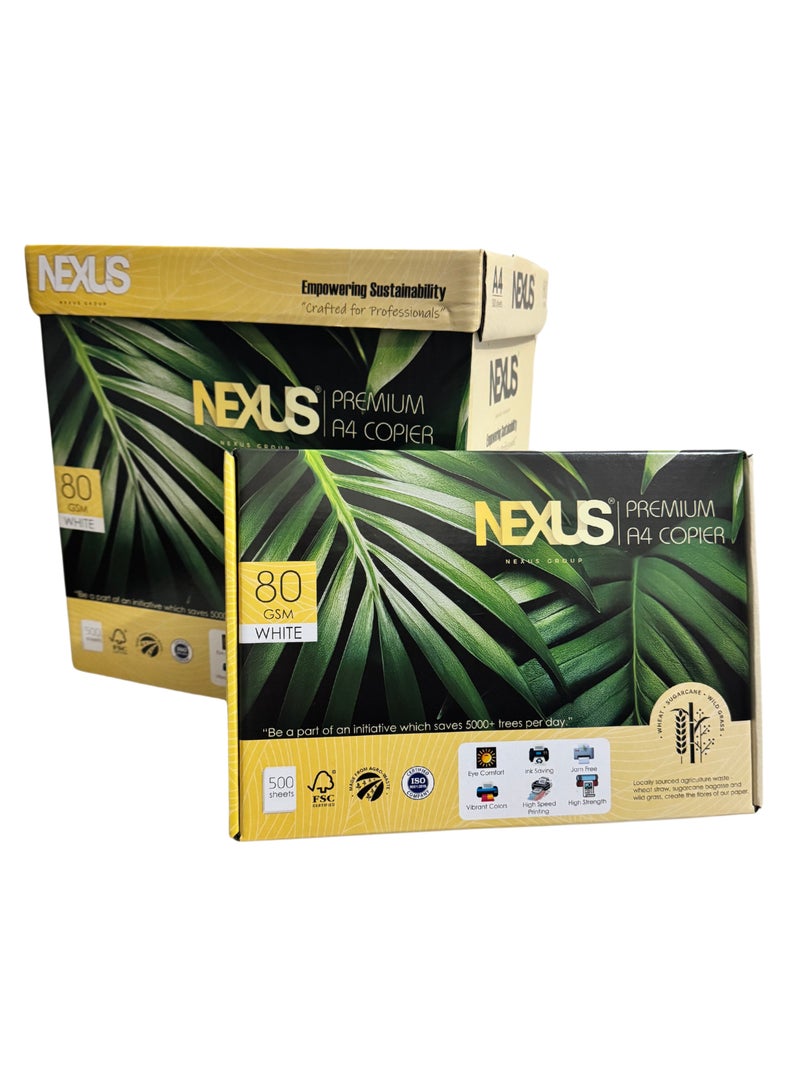 NEXUS Ecofriendly Nexus Premium A4 Copier Box | 5 Ream x 500 Sheets | 80 GSM - An Agro Based Paper - Image 1