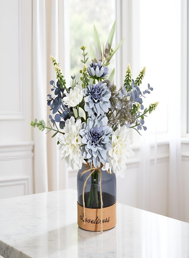 LADADA Fake Flowers in Vase,Silk Dahlias in Vases,Flower Arrangements for Table,Used for Home Office, Bathroom, Kitchen Decoration Et - Image 2