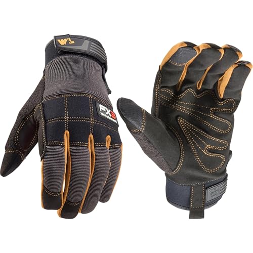 Wells Lamont FX3 Men's Work Gloves – Dexterity, Synthetic Leather Palm, Reinforced Fingertips – Stretch Spandex for Comfort – Touchscreen-Ready, All-Purpose Use, Ergonomic Fit – Black, Medium (7853MC) - Image 1